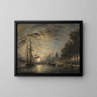 Johan Barthold Jongkind - Clair De Lune Sur Un Canal Dordrecht.webp