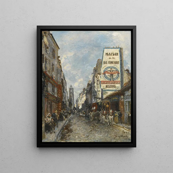 La Rue Saint-Jacques Paris - Johan Barthold Jongkind — quadro incorniciato alla parete
