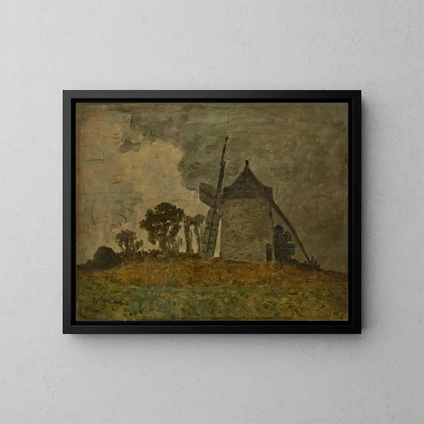 Paesaggio con un mulino a vento - Johan Barthold Jongkind — quadro incorniciato alla parete
