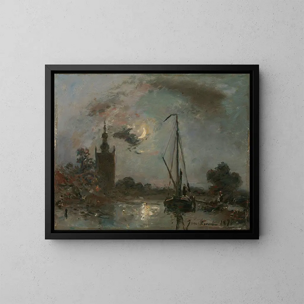 Overschie al chiaro di luna - Johan Barthold Jongkind — quadro incorniciato alla parete