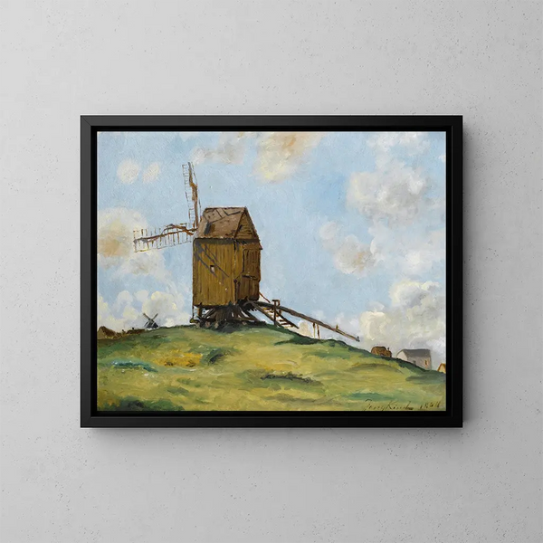 Paesaggio con due mulini - Johan Barthold Jongkind — quadro incorniciato alla parete
