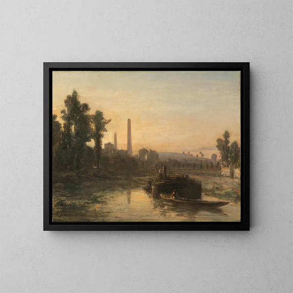 Vista sul fiume in Francia, probabilmente vicino a Pontoise - Johan Barthold Jongkind — quadro incorniciato alla parete