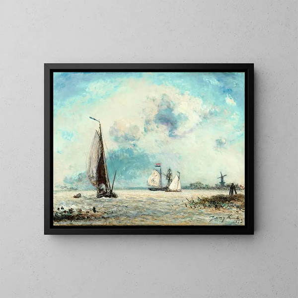 Bateaux à voile sur la Meuse - Johan Barthold Jongkind — quadro incorniciato alla parete