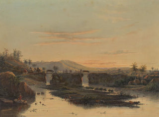 Johan Conrad Greive - Gezicht op de omgeving van Batavia Landschap in de Batavische ommelanden.webp