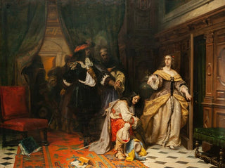 Johan Fredrik Hckert - Queen Christina of Sweden and Monaldeschi.webp