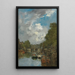 Johan Hendrik Van Mastenbroek - A busy canal Rotterdam.webp