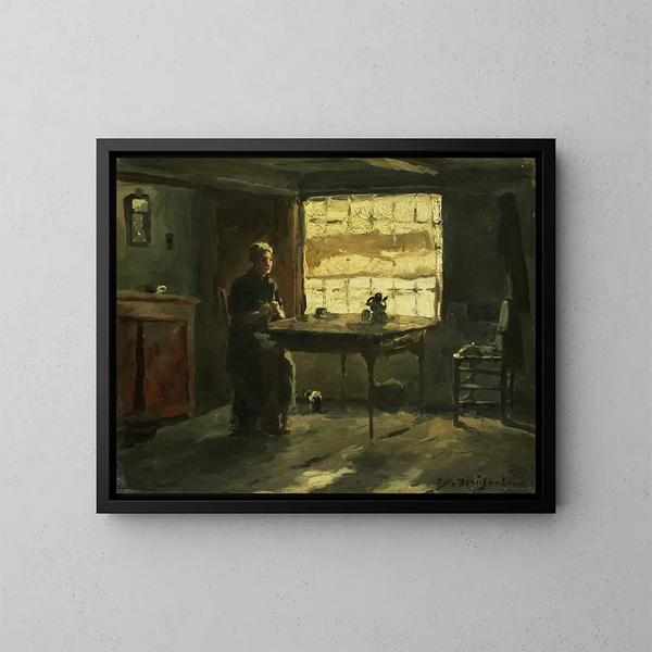 Interno di contadino - Johan Hendrik Weissenbruch — quadro incorniciato alla parete