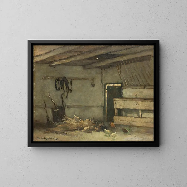 Interno di una stalla - Johan Hendrik Weissenbruch — quadro incorniciato alla parete