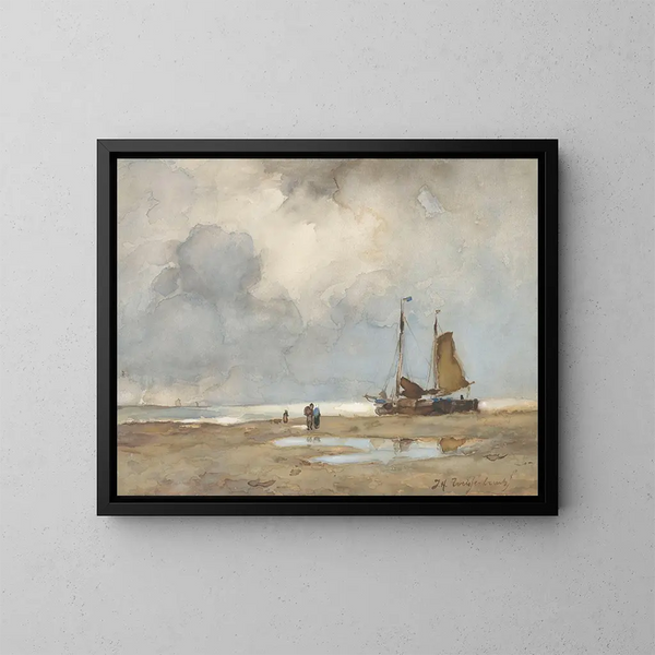 Vista sulla spiaggia - Johan Hendrik Weissenbruch — quadro incorniciato alla parete