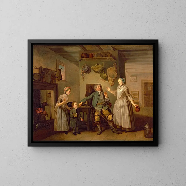 David Garrick e Mary Bradshaw nel Ritorno del contadino - Johan Joseph Zoffany — quadro incorniciato alla parete