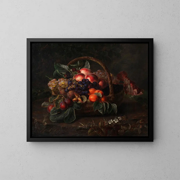 Nature morte con cesta di frutta - Johan Laurentz Jensen — quadro incorniciato alla parete