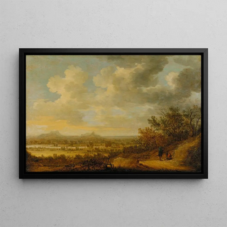 Johan Pietersz Schoeff - River Landscape in the Evening with Resting Wanderers.webp
