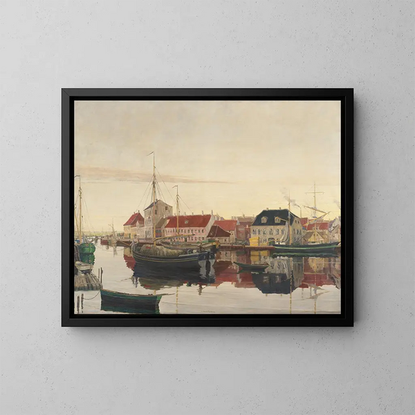 Porto di Randers - Johan Rohde — quadro incorniciato alla parete