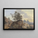 Gruppo di alberi con rocce tra due sentieri, a sinistra due uomini, uno a cavallo, a destra due figure e vista in lontananza - Johann Alexander Thiele — quadro incorniciato alla parete