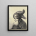 Vecchio uomo barbuto con turbante con due lunghe piume in profilo a sinistra - Johann Andreas Benjamin Nothnagel — quadro incorniciato alla parete