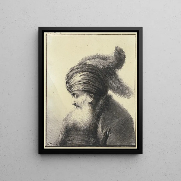 Johann Andreas Benjamin Nothnagel - Brtiger Alter mit Turban mit zwei langen Federn im Profil nach links.webp