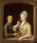 Una donna e un giovane uomo a una finestra - Johann Andreas Herrlein — vista dell’opera