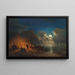 Fuoco da campo romantico al chiaro di luna - Johann Anton Castell — quadro incorniciato alla parete