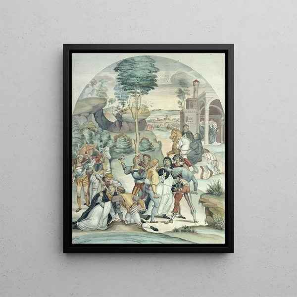 Johann Anton Ramboux - Saint Catherine of Siena Rescues Two Dominicans from the Hands of Robbers.webp