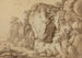 Giovane coppia seduta vicino a una formazione rocciosa massiccia - Johann August Nahl II — vista dell’opera