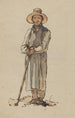 Paysans con cappello a tesa larga appoggiato su una zappa - Johann Baptist Kirner — vista dell’opera