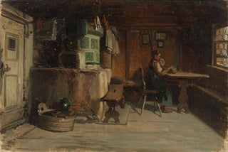 Johann Baptist Kirner - Buerin und Kind am Tisch in einer Schwarzwlder Bauernstube sitzend.webp
