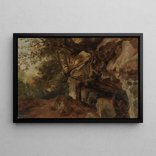 Briganti in agguato con fazzoletti sul volto - Johann Baptist Kirner — quadro incorniciato alla parete