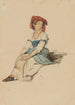 Giovane ragazza italiana con cuffia rossa, mani incrociate sulle ginocchia - Johann Baptist Kirner — vista dell’opera