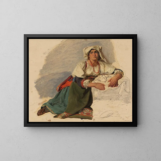 Johann Baptist Kirner - Kniende Italienerin sich ber ein Kind beugend.webp