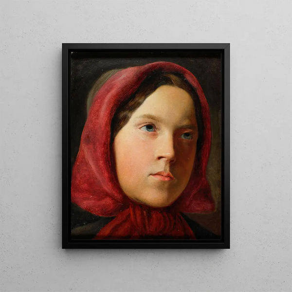 Giovane donna con foulard rosso - Johann Baptist Reiter — quadro incorniciato alla parete