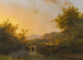 Paesaggio con contadini che camminano vicino a un fiume al tramonto - Johann Bernhard Klombeck — vista dell’opera