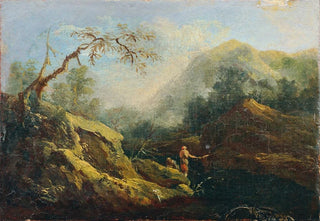 Johann Christian Brand - Bergige Landschaft mit Angler.webp