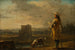 Uomo con cane nel paesaggio - Johann Christian Brand — vista dell’opera