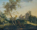 Paesaggio ideale con alberi e un villaggio fortificato al crepuscolo - Johann Christian Brand — vista dell’opera