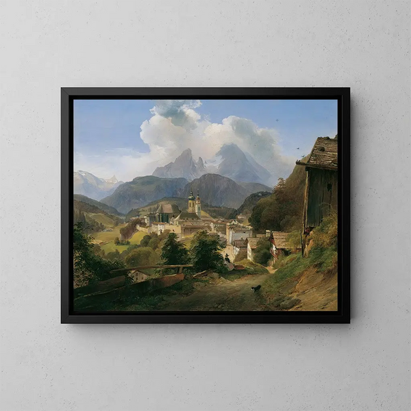 Berchtesgaden con il Watzmann - Johann Fischbach — quadro incorniciato alla parete