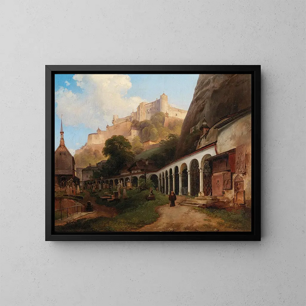 Vista del cimitero di San Pietro a Salisburgo - Johann Fischbach — quadro incorniciato alla parete
