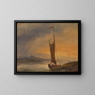 Johann Friedrich Boeck - zugeschrieben Segelboot im Abendlicht.webp