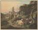 Pastori su scogli con una pastora davanti a un asino, pecore e capre sullo sfondo, rovine con un ponte - Johann Friedrich Morgenstern — vista dell’opera