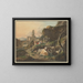 Pastori su scogli con una pastora davanti a un asino, pecore e capre sullo sfondo, rovine con un ponte - Johann Friedrich Morgenstern — quadro incorniciato alla parete