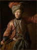 Ritratto di una donna anziana in uniforme da hussard - Johann Georg Dathan — vista dell’opera