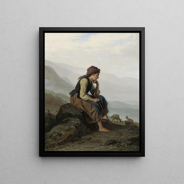 Johann Georg Meyer von Bremen - Die Ziegenhirtin The Little Goat Herder.webp
