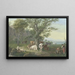gregge sotto un quercia, a destra pastore e pastora che pranzano e vista in lontananza - Johann Georg Pforr — quadro incorniciato alla parete