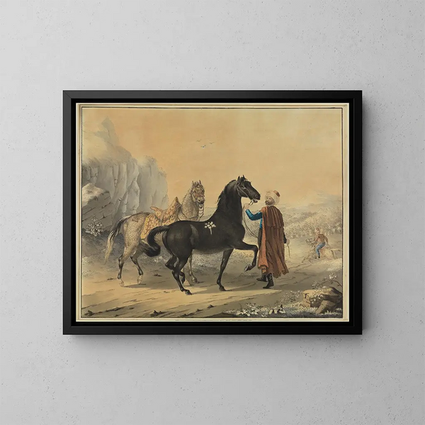 turco con un rappe e uno schimmel - Johann Georg Pforr — quadro incorniciato alla parete