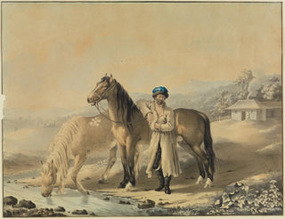 turco con due cavalli sul bordo del fiume - Johann Georg Pforr — vista dell’opera