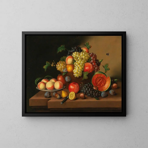 Grande natura morta decorativa di frutta - Johann Georg Seitz — quadro incorniciato alla parete
