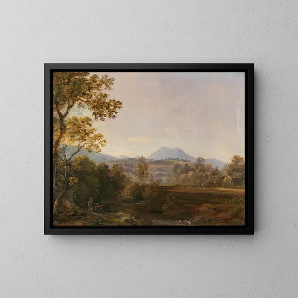 Paesaggio del sud della Germania con escursionisti - Johann Georg von Dillis — quadro incorniciato alla parete