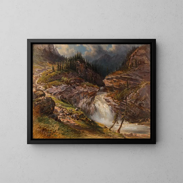 Bergère al bordo della cascata di Golling - Giovanni Battista Varano — quadro incorniciato alla parete