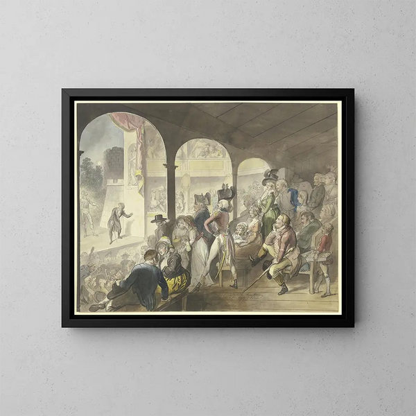 pubblica del teatro durante una rappresentazione di Hamlet - Johann Heinrich Ramberg — quadro incorniciato alla parete