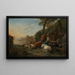 Famiglia di pastori con gregge in un paesaggio meridionale - Johann Heinrich Roos — quadro incorniciato alla parete