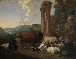 Johann Heinrich Roos - Hirtenszene in rmischer Ruinenlandschaft.webp
